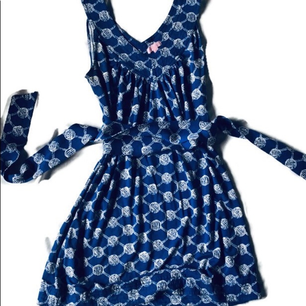 Lilly Pulitzer Belted V Neck Dress Blue